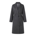 Women's concealing wrap long coat made of wool blend with soft shawl collar and tie belt Fashion Glam
