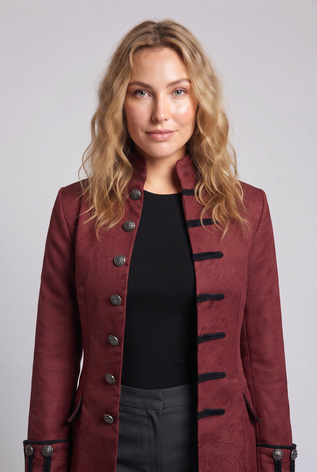 Ladies elegant tailcoat with elaborate jacquard pattern Fashion Glam