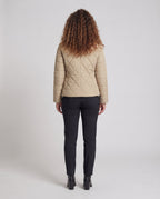 Women quilted short jacket with diamond quilting, stand-up collar and concealed zipper Fashion Glam
