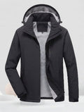 Men's waterproof hooded transitional jacket with thermal lining, windproof membrane, and concealed zipper