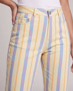 Women Striped Pants with Straight Leg, High Waist and Five-Pocket Design Fashion Glam