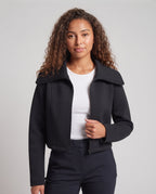 Women's short jacket with oversized lapel collar and concealed zipper Fashion Glam