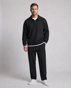 Unisex Oversize Polo Sweatshirt Set with Wide Jogging Pants Fashion Glam