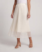 Women's midi skirt made of layered tulle with fine pleats and a high comfort waistband Fashion Glam