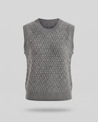 Women Structured Sleeveless Cable Knit Sweater Vest with Round Neckline Fashion Glam