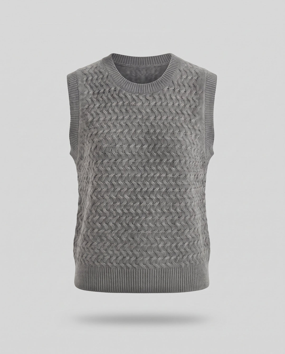 Women Structured Sleeveless Cable Knit Sweater Vest with Round Neckline Fashion Glam