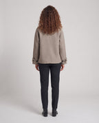 Women Boxy Short Coat made of Wool Blend with Oversized Collar and Raglan Sleeves Fashion Glam