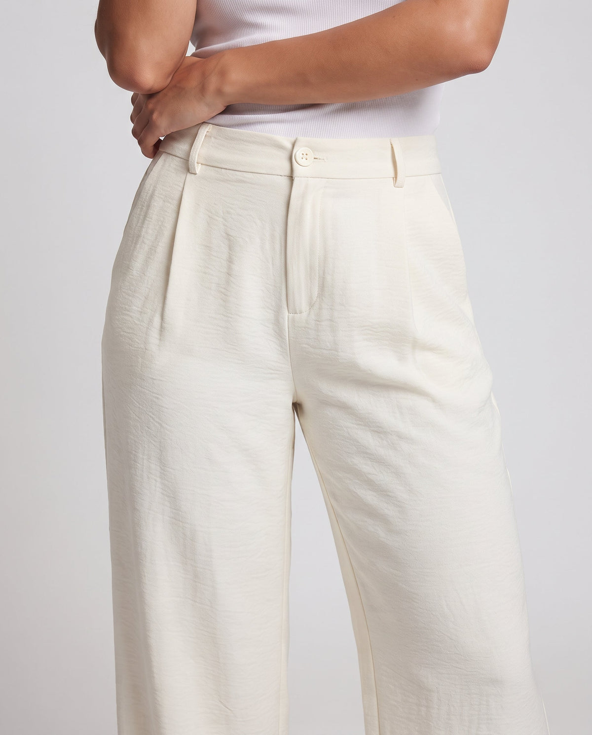 Women's wide high-waisted trousers with box pleats and straight leg Fashion Glam