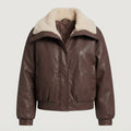 Women's short bomber with teddy collar and warming thermal lining