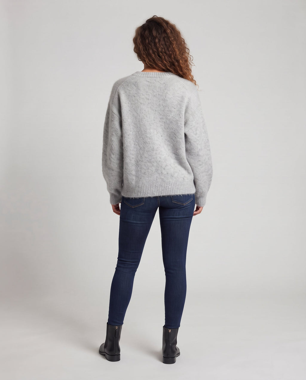 Women's Oversize Mohair Look Sweater with Round Neck