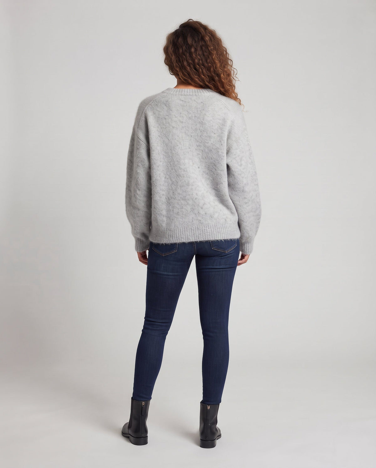 Women's Oversize Mohair Look Sweater with Round Neck