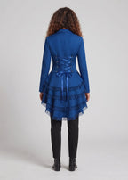 Women Elegant Ruffle Jacket with Deep V-Neck and Double Buttoned Front Fashion Glam