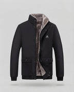 Men's Insulated Winter Jacket with Teddy Lining, Stand Collar and Flap Pockets