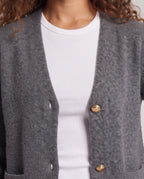 Women's short blazer made of wool blend with round neckline, boxy silhouette and decorative golden buttons Fashion Glam