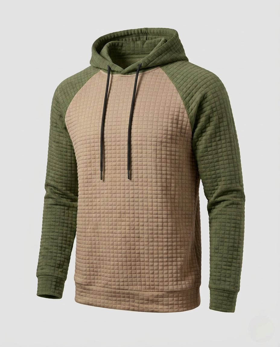 Men's raglan hoodie with textured waffle look and contrasting sleeves Fashion Glam