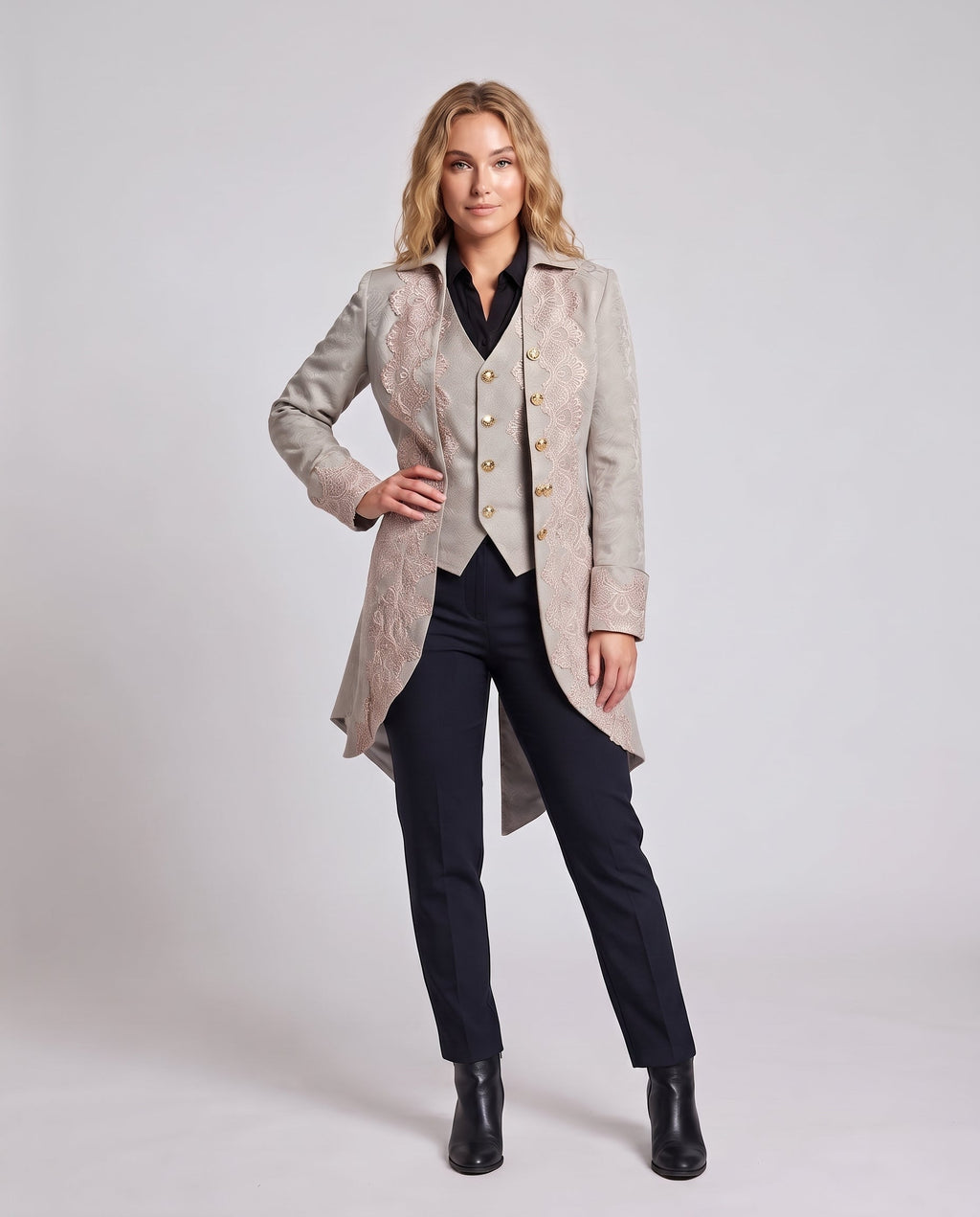 Women's Elegant Fashion Glam Jacket with Opulent Lace Embellishments Fashion Glam
