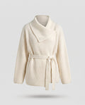 Women's Wrap Cardigan with Wide Shawl Collar and Tie Belt Fashion Glam