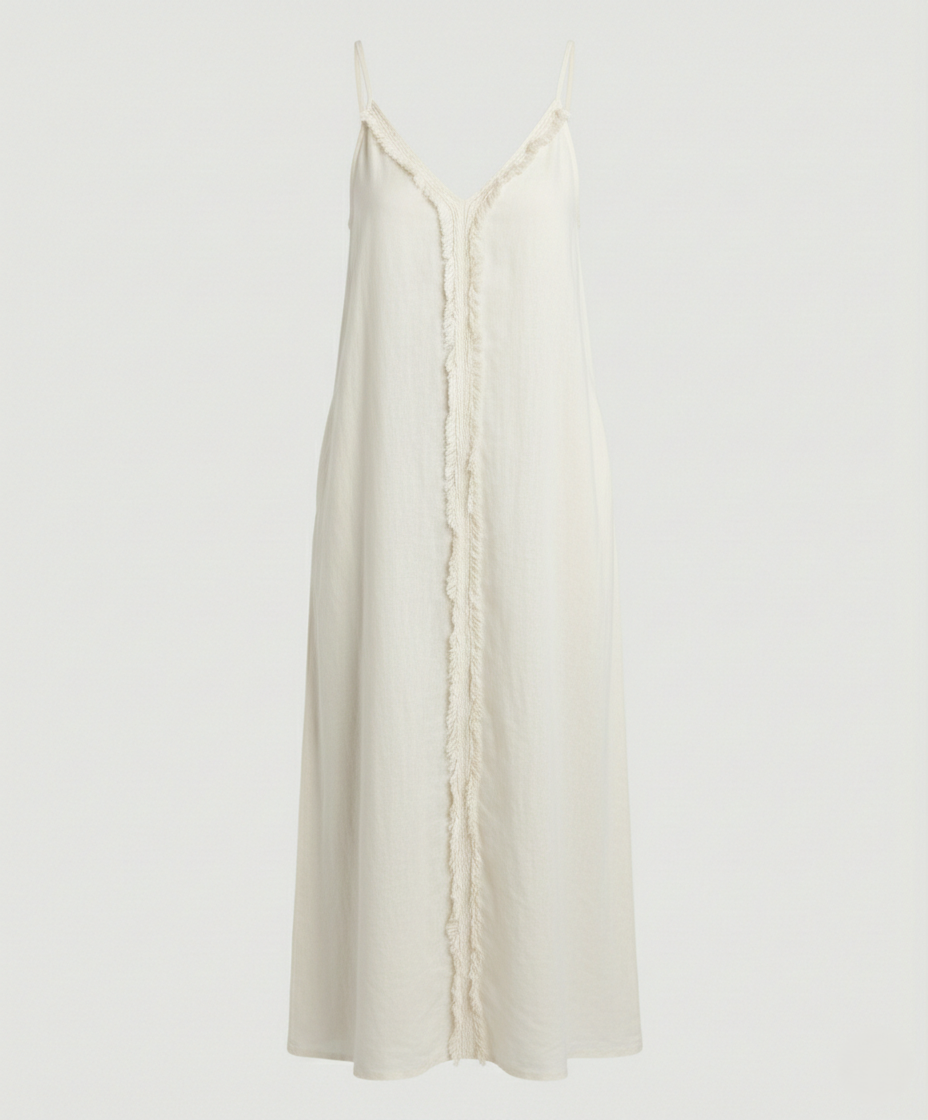 Women’s maxi dress with casual V-neckline and side pockets
