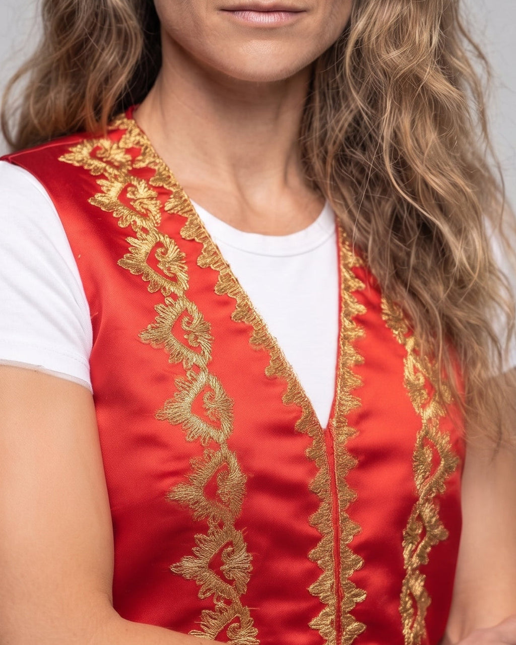 Women's Elegant Stand Collar Vest with Artful Decorations Fashion Glam