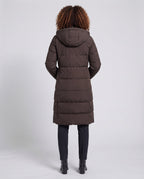 Women's maxi length quilted winter coat with high stand-up collar and hood Fashion Glam