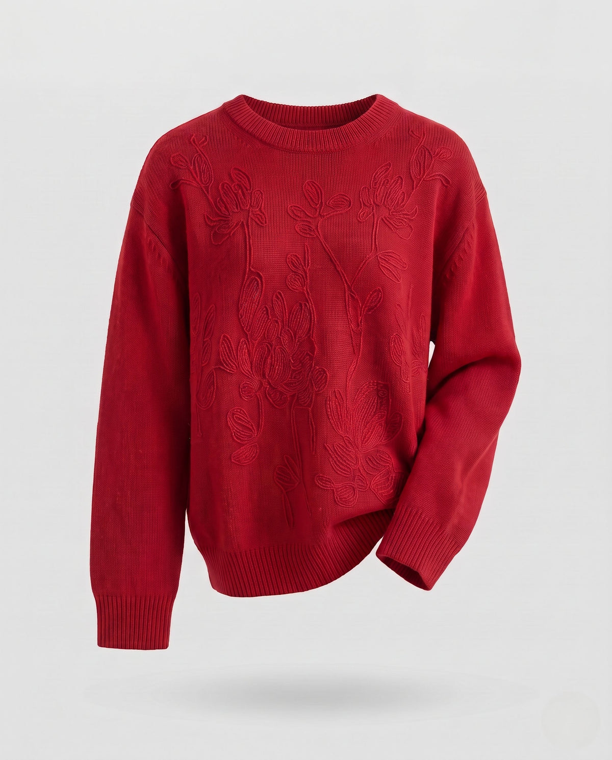 Women's Oversize Fine Knit Sweater with Openwork Flower Structure Fashion Glam