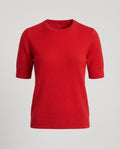 Women's short-sleeve fine knit sweater with round neckline and slim silhouette Fashion Glam