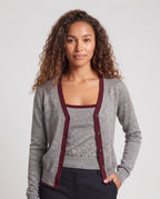 Women's tailored fine-knit cardigan with contrasting button placket Fashion Glam