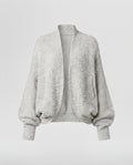 Women Oversized Boucle Knit Cardigan with Shawl Collar and Patch Pockets Fashion Glam