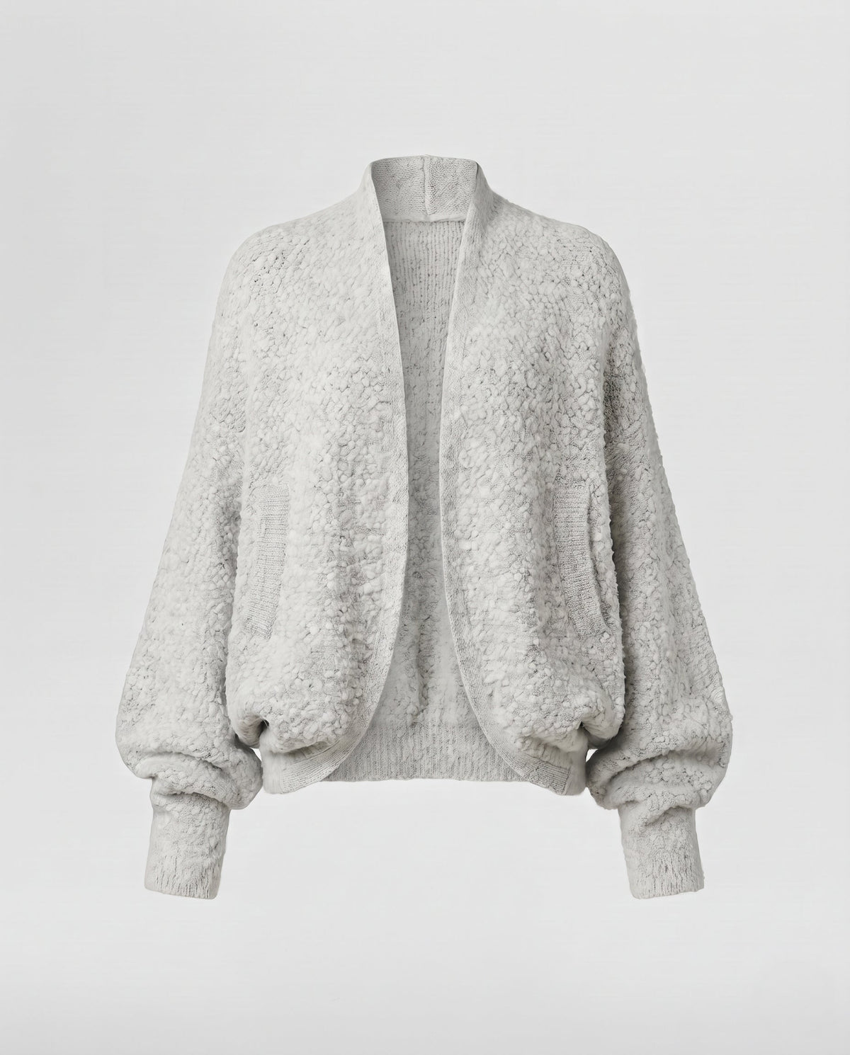 Women Oversized Boucle Knit Cardigan with Shawl Collar and Patch Pockets Fashion Glam