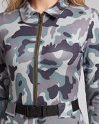Ladies Camo-Design Overall with Zipper Fashion Glam