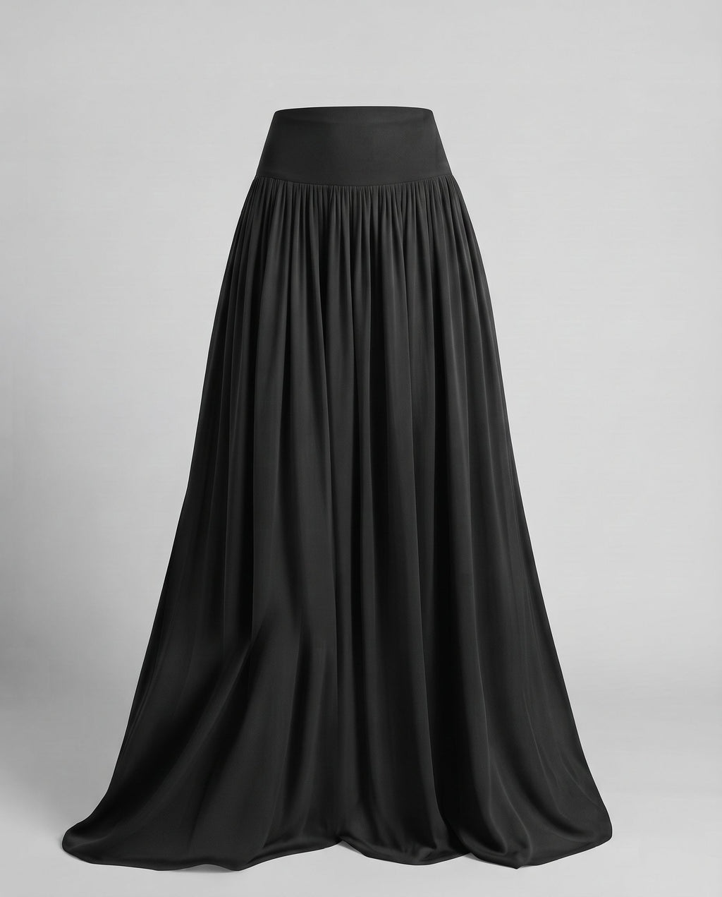 Women's Flowing Maxi Skirt with Pleated Folds and Elastic Waistband Fashion Glam