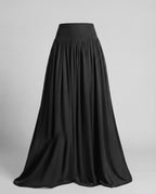 Women's Flowing Maxi Skirt with Pleated Folds and Elastic Waistband Fashion Glam