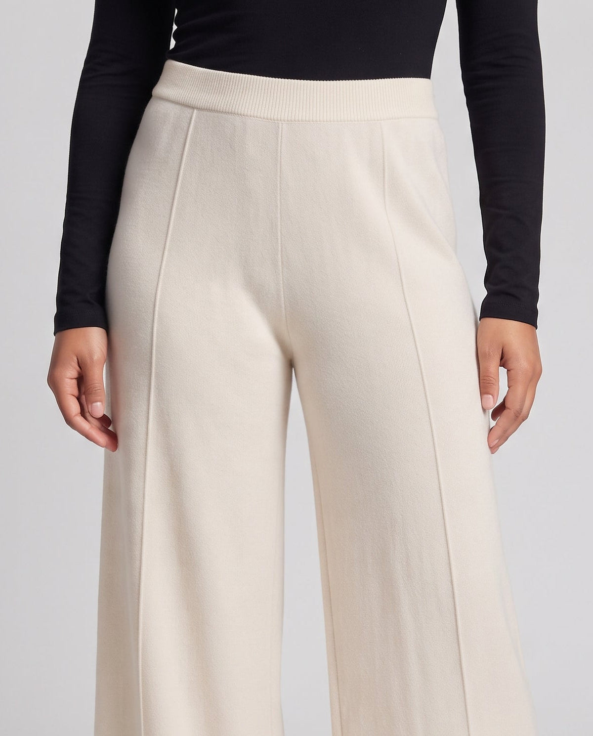 Women's wide Palazzo knitted pants with elastic waistband Fashion Glam