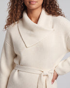 Women's Wrap Cardigan with Wide Shawl Collar and Tie Belt Fashion Glam