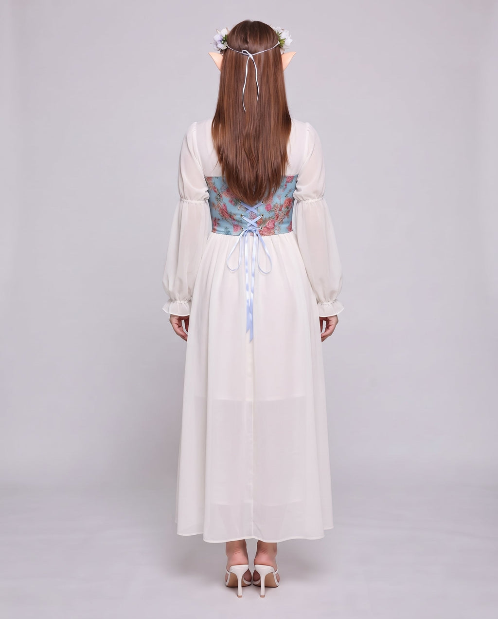 Women Romantic Maxi Dress with Ruffles and Floral Pattern Fashion Glam