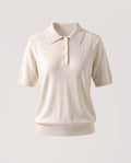 Women's Short Sleeve Fine Knit Polo Shirt made of Pure Merino Wool with Shirt Collar and Slightly Tailored Silhouette Fashion Glam
