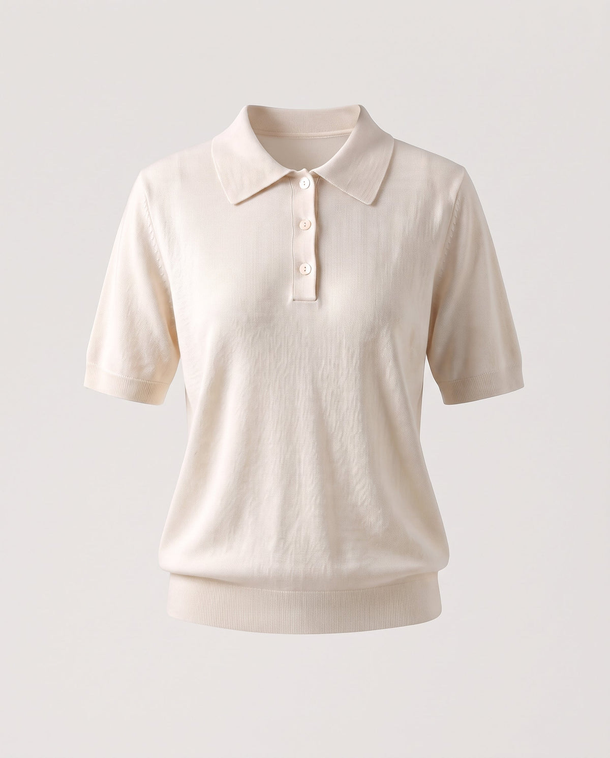 Women's Short Sleeve Fine Knit Polo Shirt made of Pure Merino Wool with Shirt Collar and Slightly Tailored Silhouette Fashion Glam