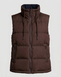 Women's quilted sleeveless thermal vest with high stand-up collar and adjustable hem