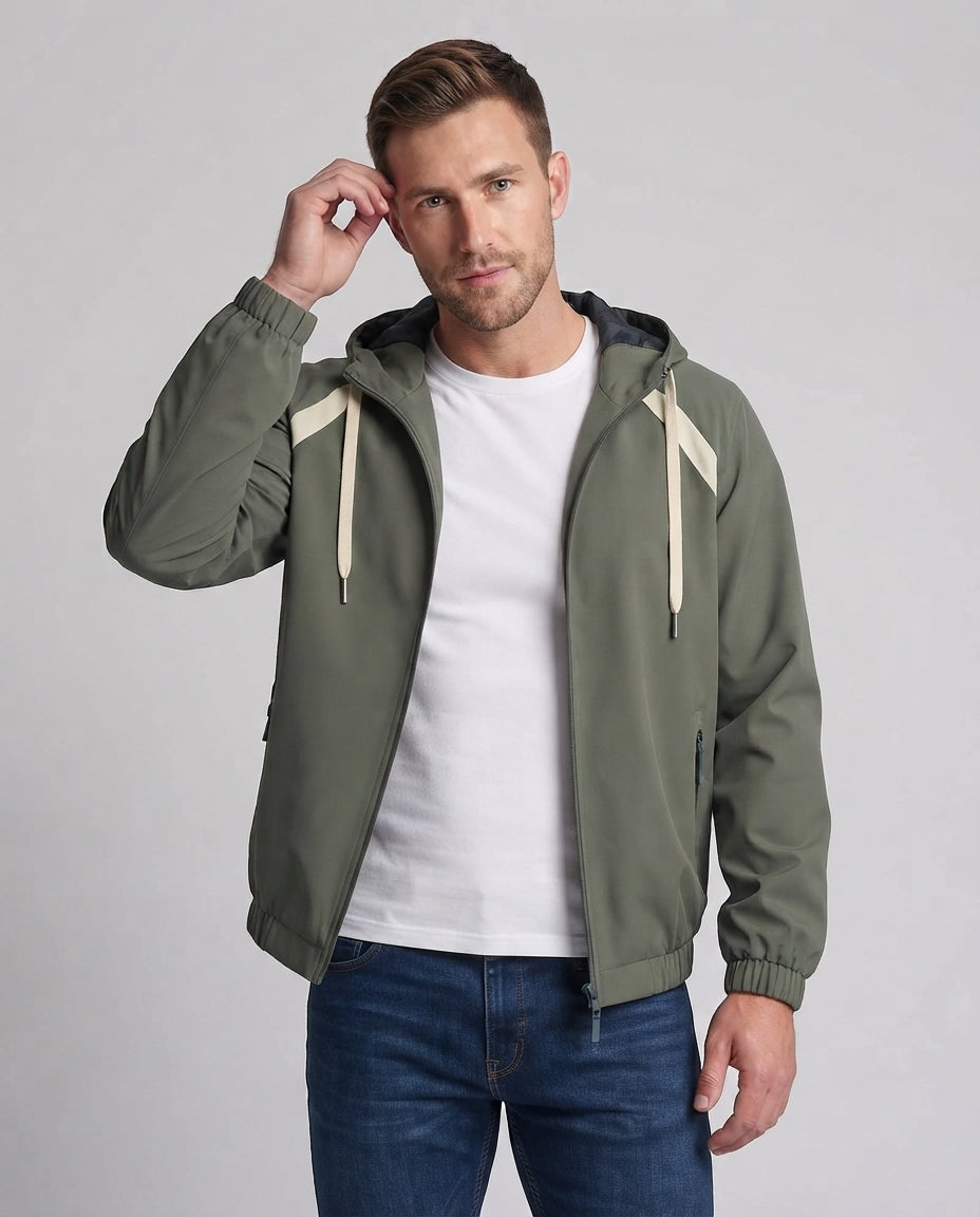 Unisex Ultraleichte Kapuzen‑Windjacke mit verdecktem Reißverschluss & verstellbarem Saum Fashion Glam