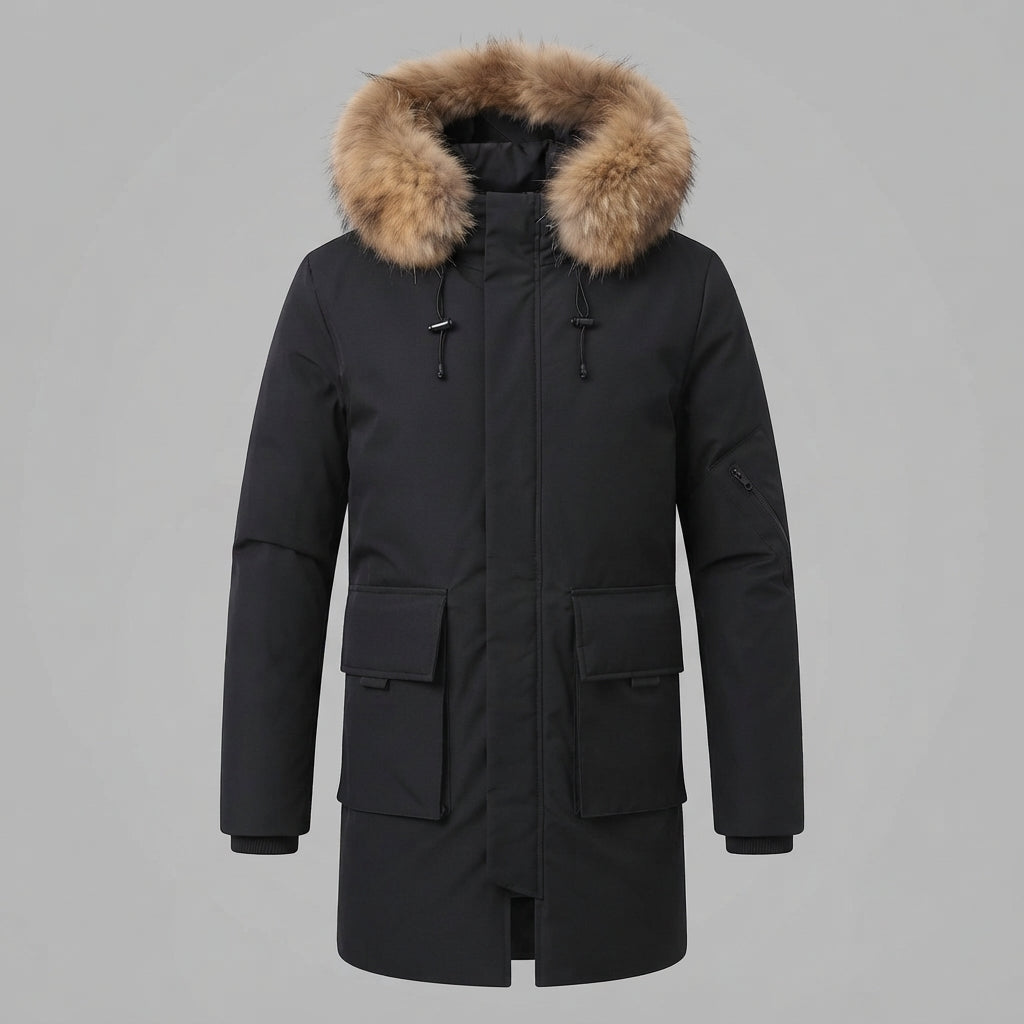 Men's Fashion Winter Jacket with Faux Fur Collar Fashion Glam