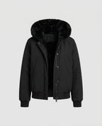 Women’s padded hooded bomber jacket with warm teddy lining and elastic ribbed cuffs