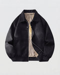 Herren Gefütterte Velourslederimitat-Bomberjacke mit Teddyfutter & Hemdkragen Fashion Glam