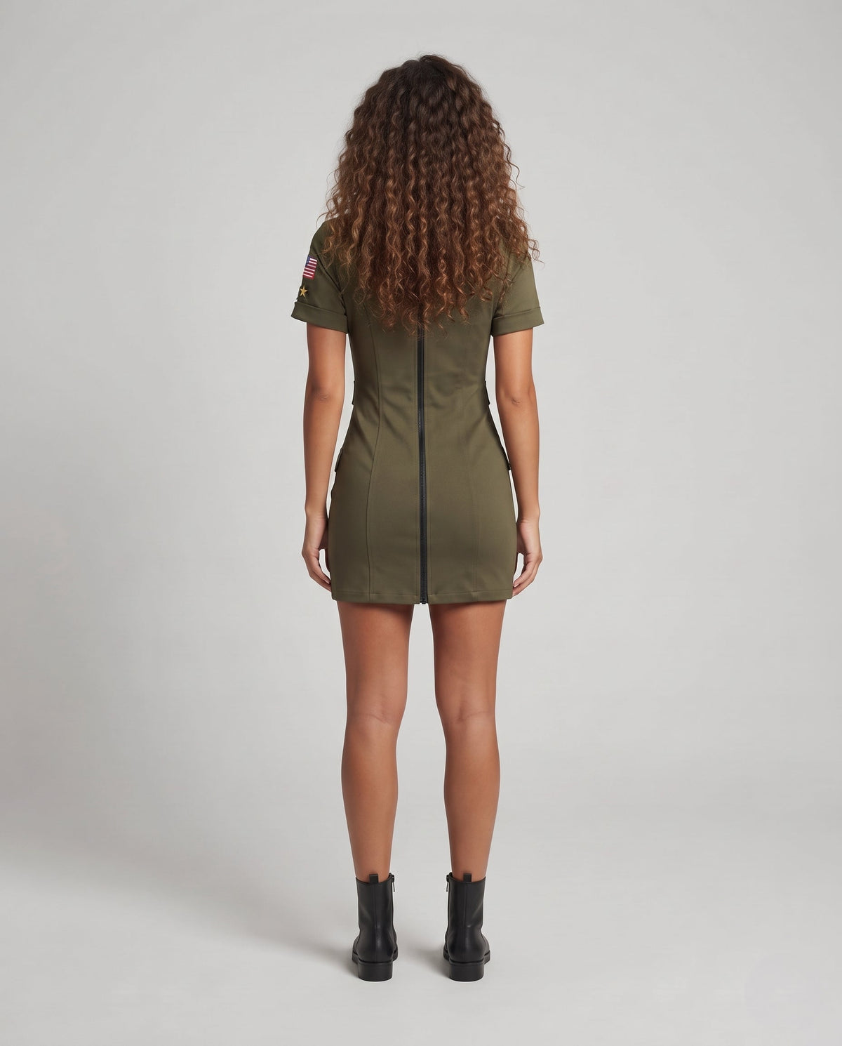 Women Camouflage Dress with Zipper Fashion Glam