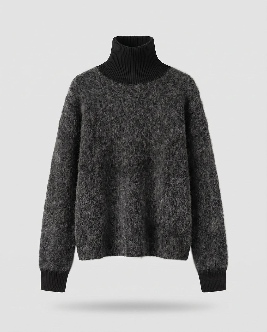 Women's Soft Mohair Blend Turtleneck Sweater with Relaxed Oversize Fit Fashion Glam