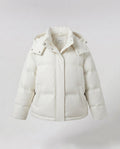 Women's nan boxy padded short quilted anorak with ergonomic hood trim and extra large flap pockets