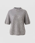 Women's Cozy Mohair Blend Short Sleeve Sweater with Stand-Up Collar Fashion Glam