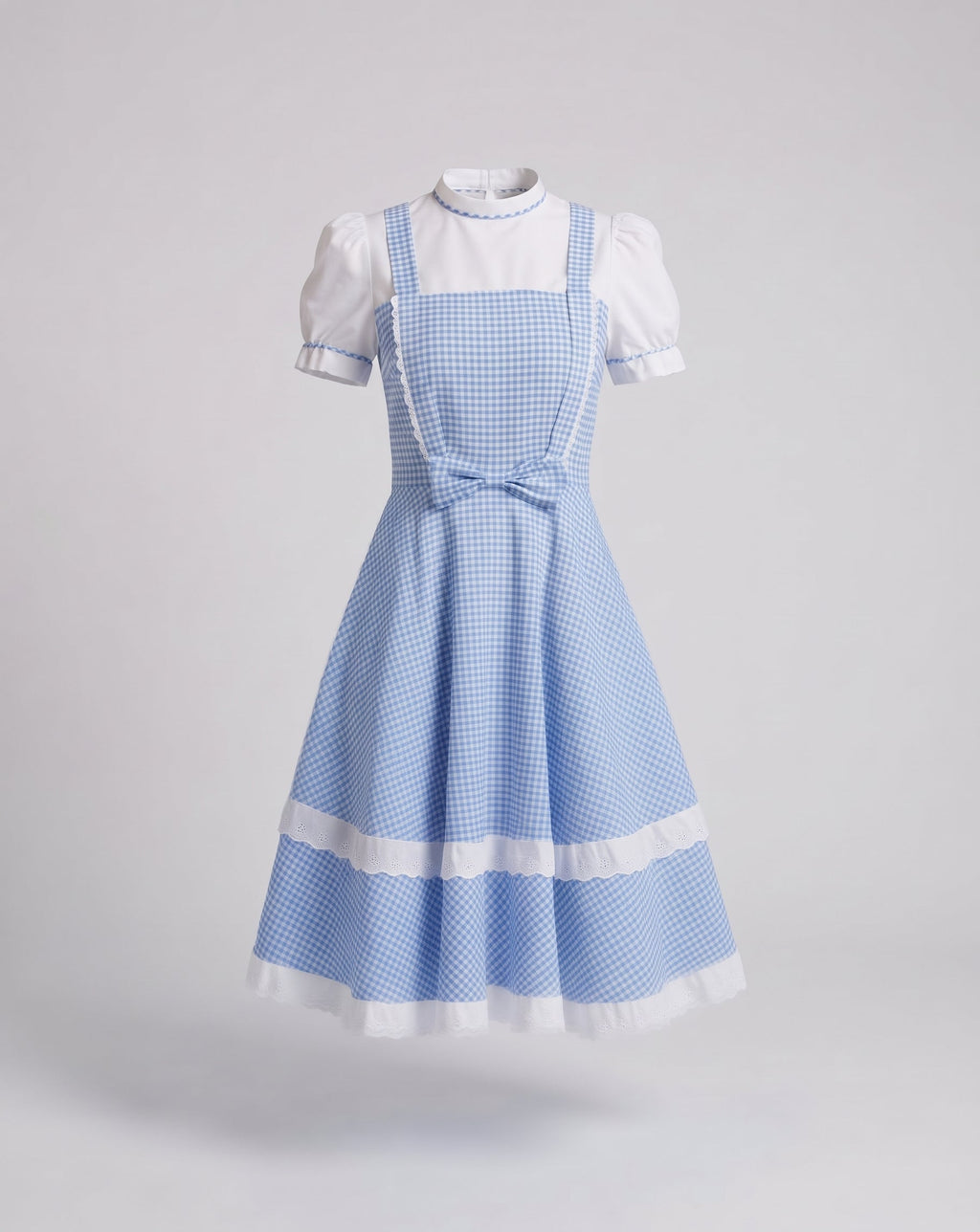 Women's nostalgic checkered dress with frill details and matching accessories Fashion Glam