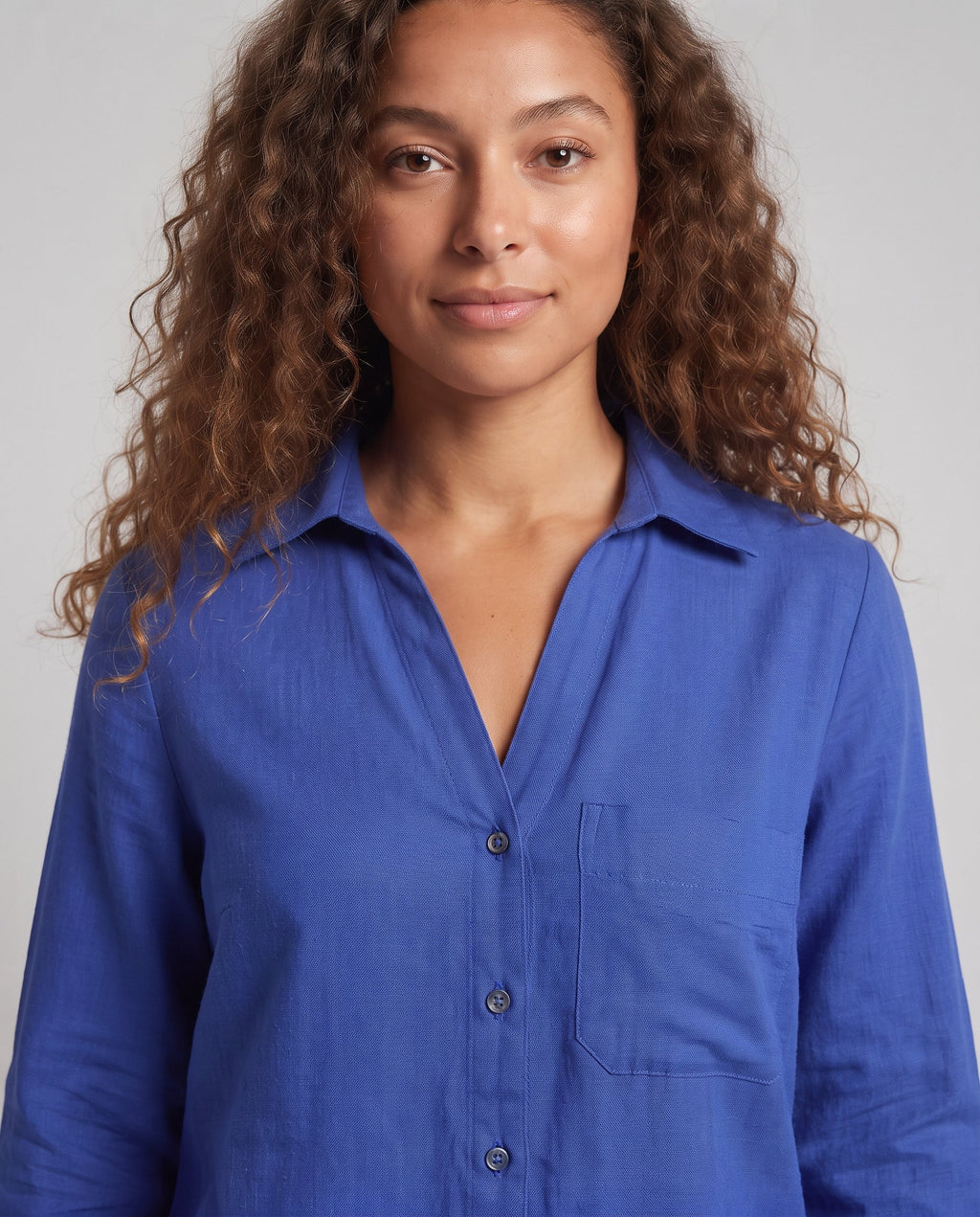 Women's Lightweight Linen Look Shirt with Chest Pocket and Relaxed Oversize Fit Fashion Glam