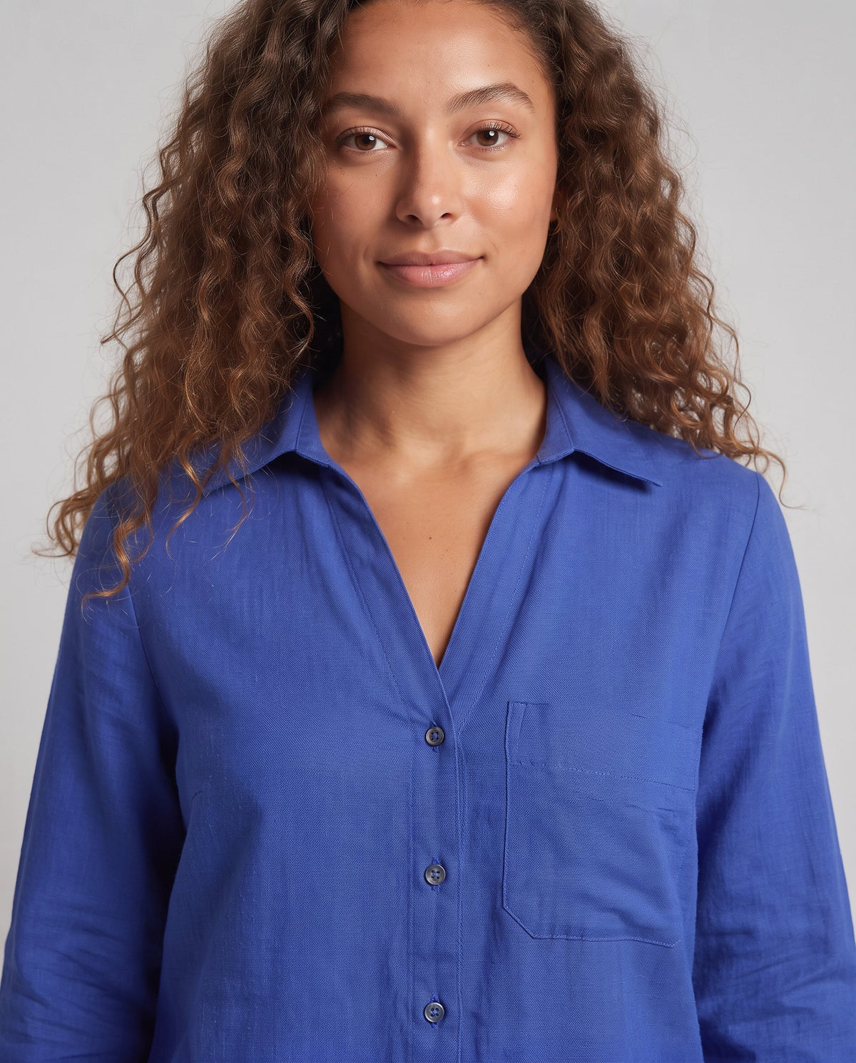 Women's Lightweight Linen Look Shirt with Chest Pocket and Relaxed Oversize Fit Fashion Glam
