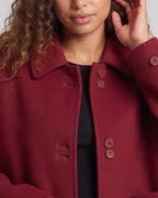 Women's Midi-length Wool Blend Cocoon Coat with Shirt Collar and Patch Pockets Fashion Glam